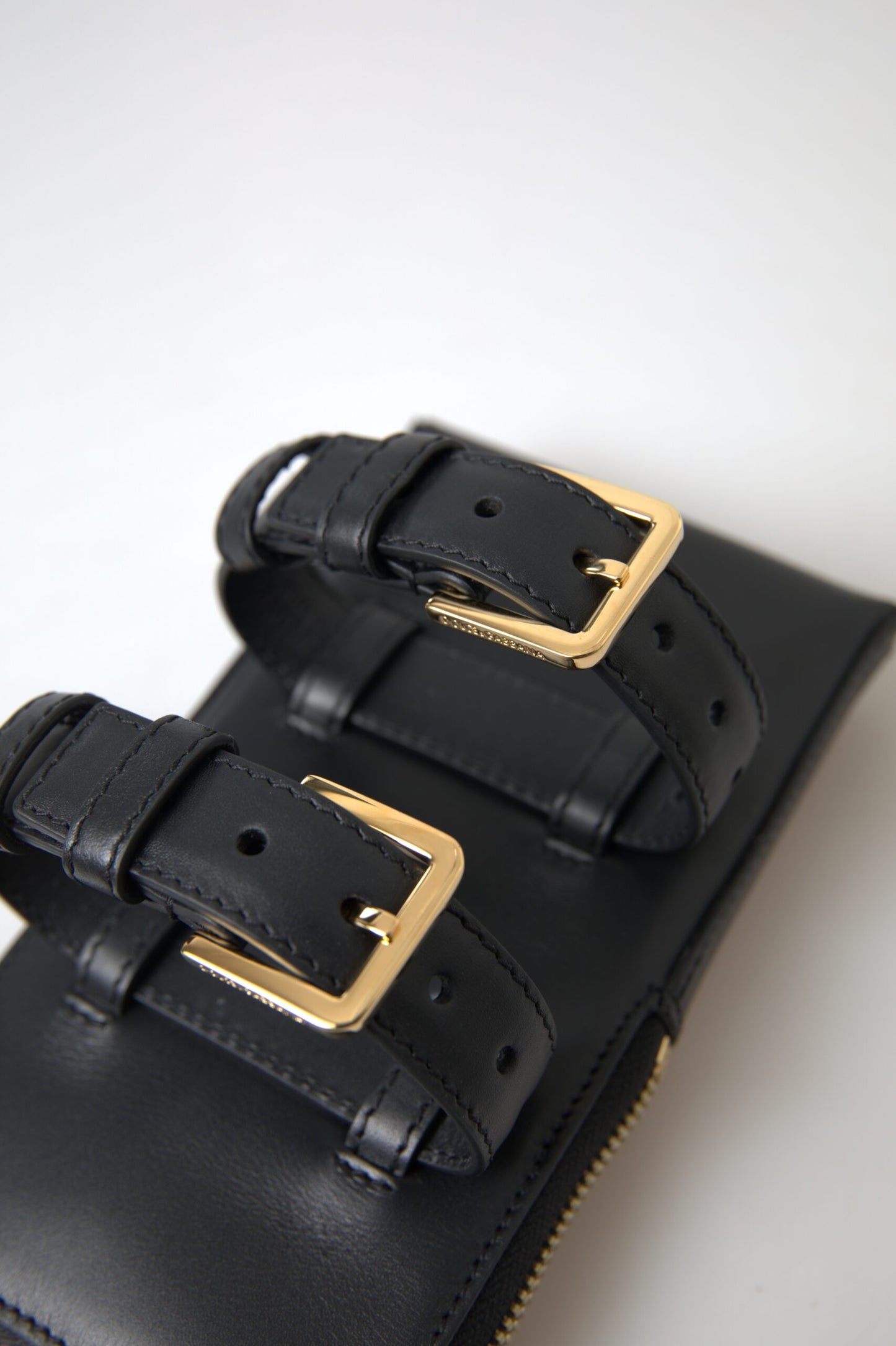 Sac à main Dolce & Gabbana en cuir noir pour homme avec double ceinture et bracelet