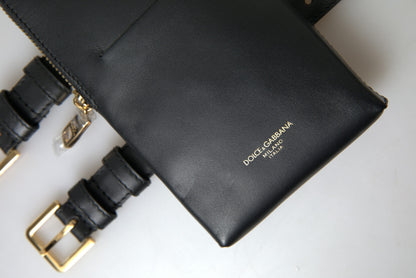 Dolce & Gabbana Zwarte Leren Herentas Dubbele Riemband Armband Tas