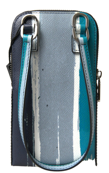 Dolce & Gabbana Blauwe Leren Portemonnee Crossbody Sling Telefoontas Unisex