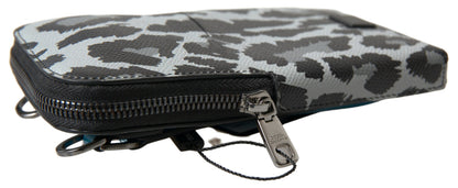 Sac à main Dolce & Gabbana en cuir léopard gris pour homme, sac à bandoulière pour téléphone