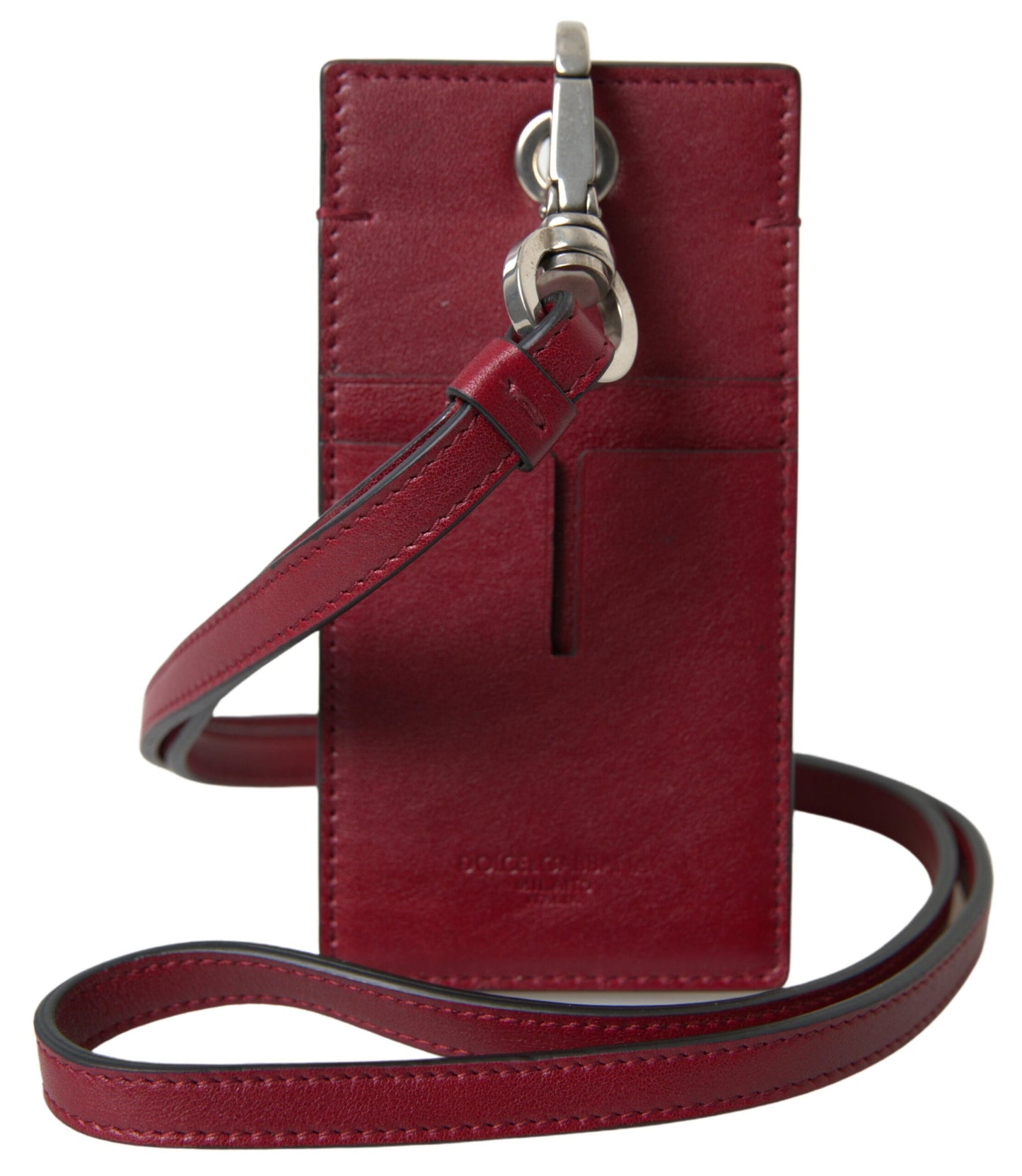 Portefeuille fin en cuir rouge Dolce & Gabbana avec logo et cordon pour homme
