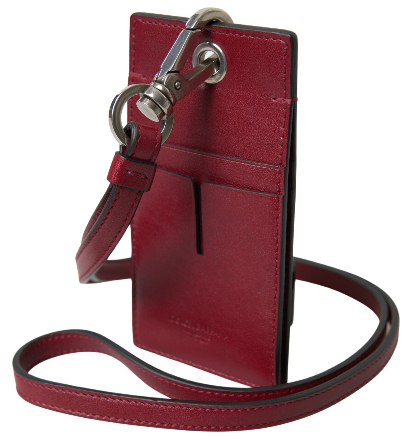 Portefeuille fin en cuir rouge Dolce & Gabbana avec logo et cordon pour homme