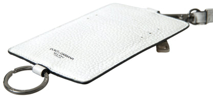 Portefeuille pour homme Dolce & Gabbana en cuir blanc avec cordon et logo