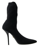 Dolce & Gabbana Black Stiletto Heel Mid Calf Boots for Women