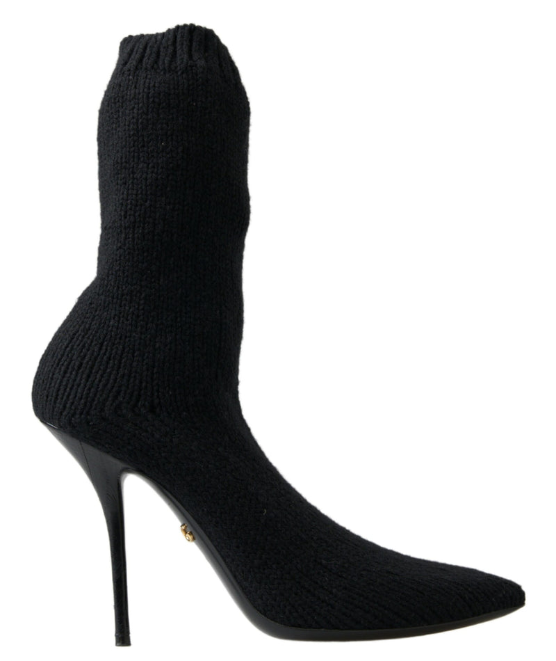 Dolce & Gabbana Black Stiletto Heel Mid Calf Boots for Women