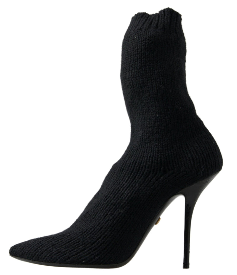 Dolce & Gabbana Black Stiletto Heel Mid Calf Boots for Women