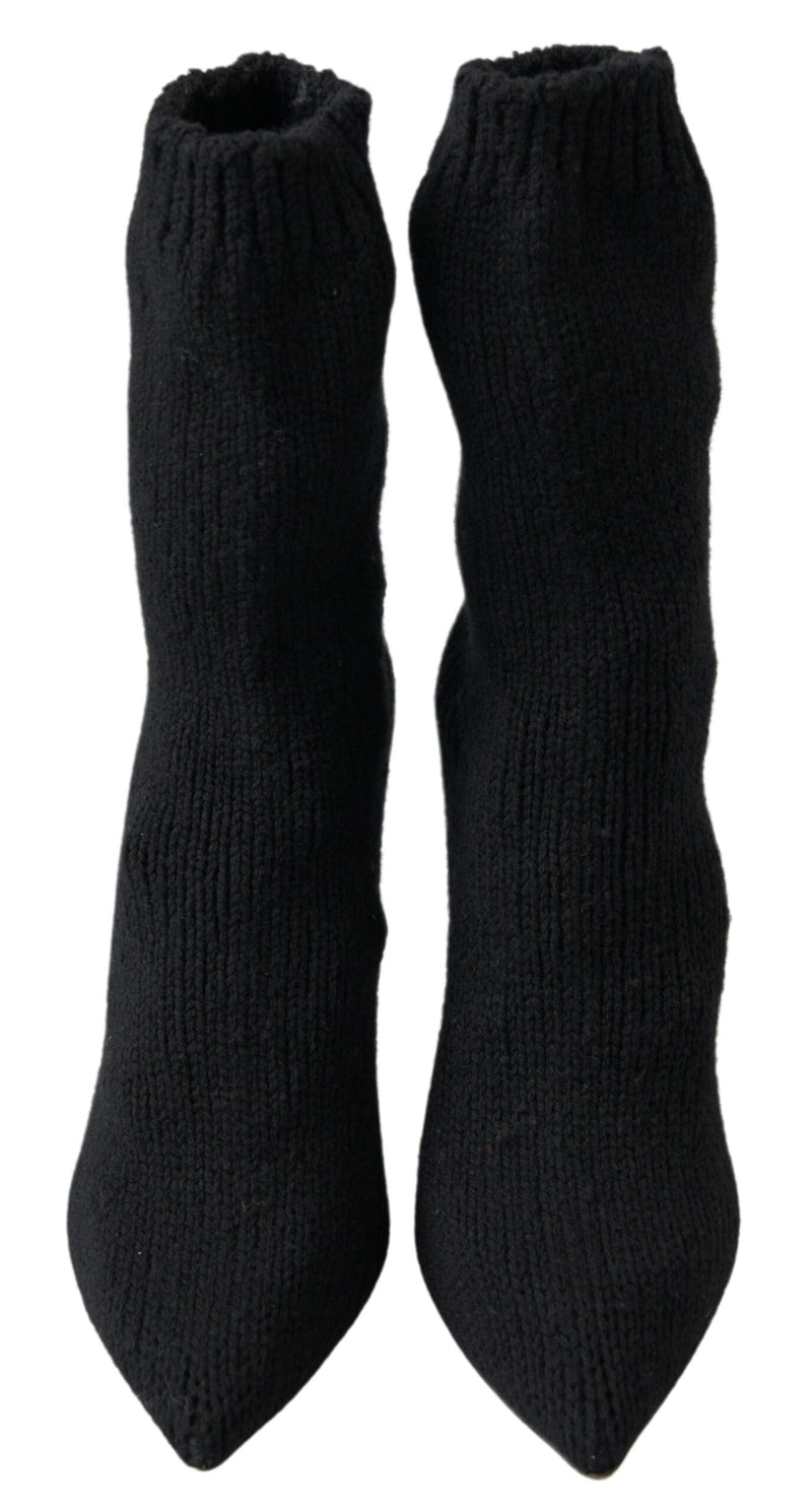 Dolce & Gabbana Black Stiletto Heel Mid Calf Boots for Women
