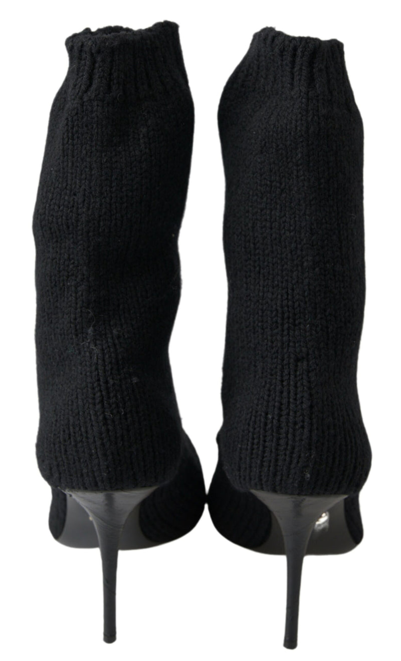 Dolce & Gabbana Black Stiletto Heel Mid Calf Boots for Women
