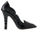 Dolce & Gabbana Black Cinderella Floral Crystal Heels