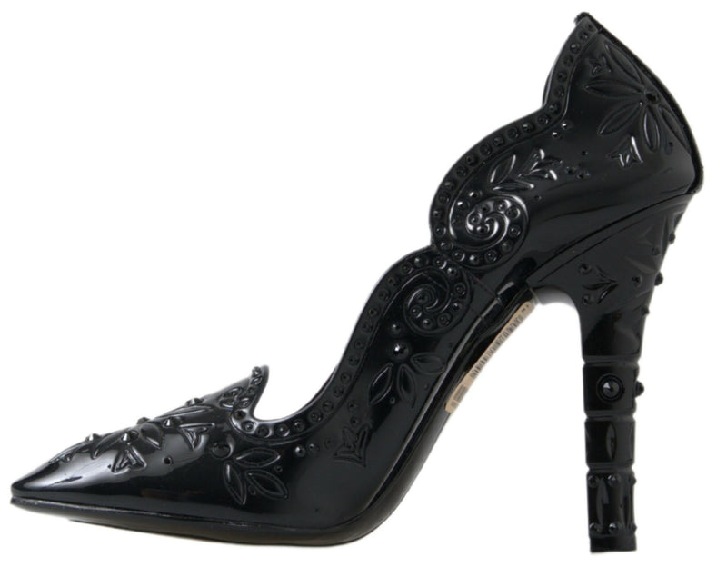 Dolce & Gabbana Black Cinderella Floral Crystal Heels