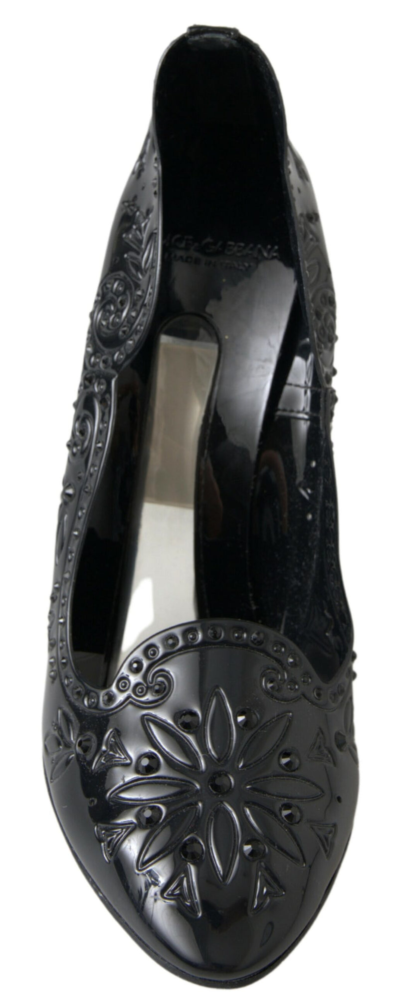 Dolce & Gabbana Black Cinderella Floral Crystal Heels