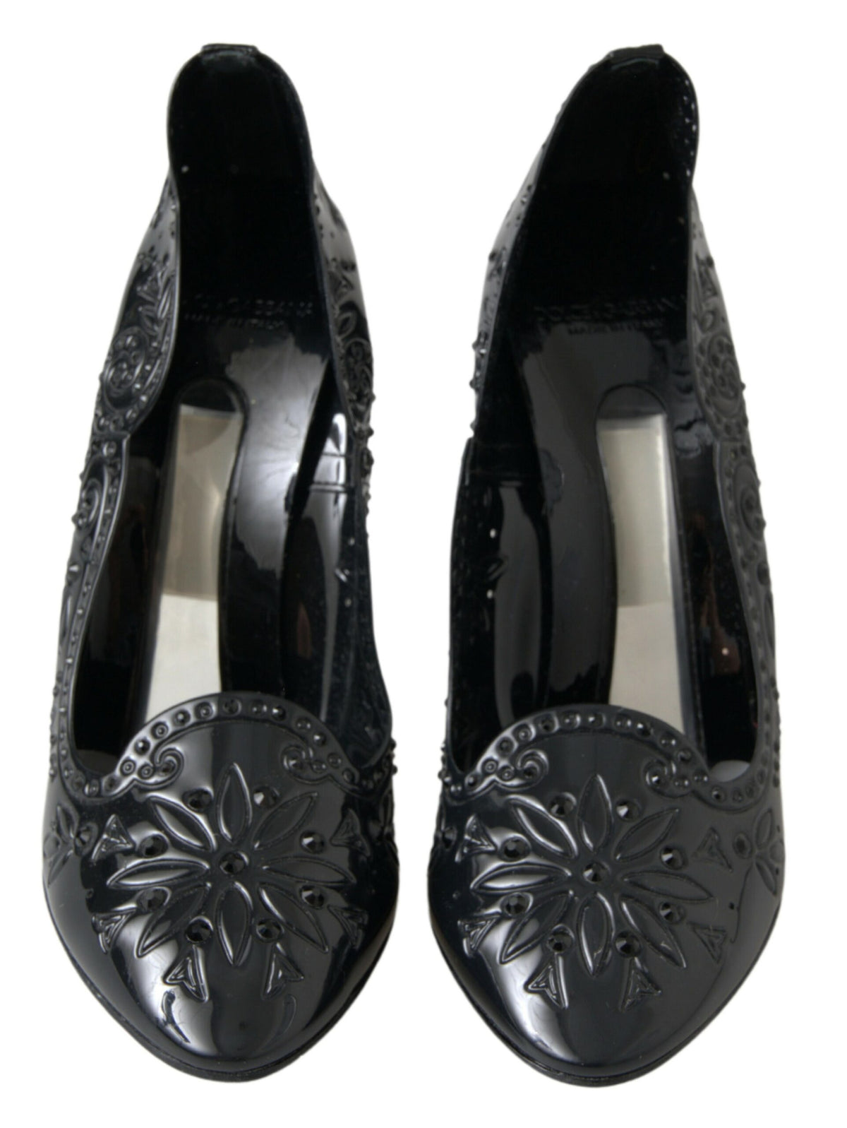 Dolce & Gabbana Black Cinderella Floral Crystal Heels