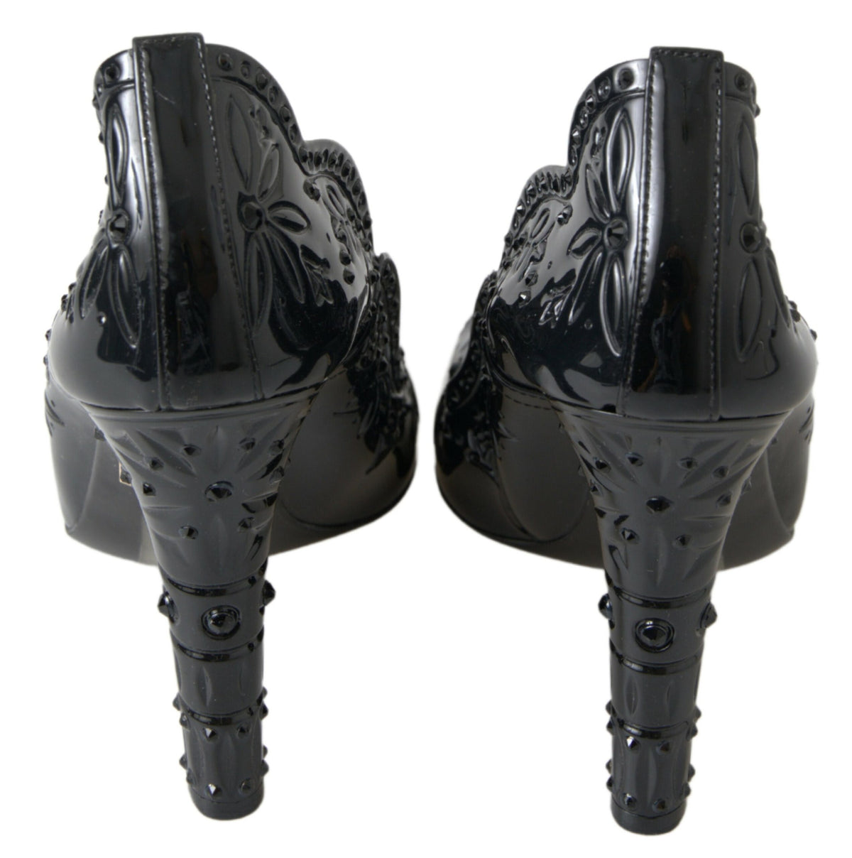 Dolce & Gabbana Black Cinderella Floral Crystal Heels