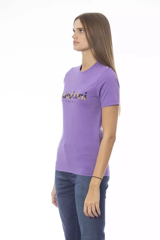 Baldinini Trend T-Shirt Femme en Coton Violet - Style Luxe
