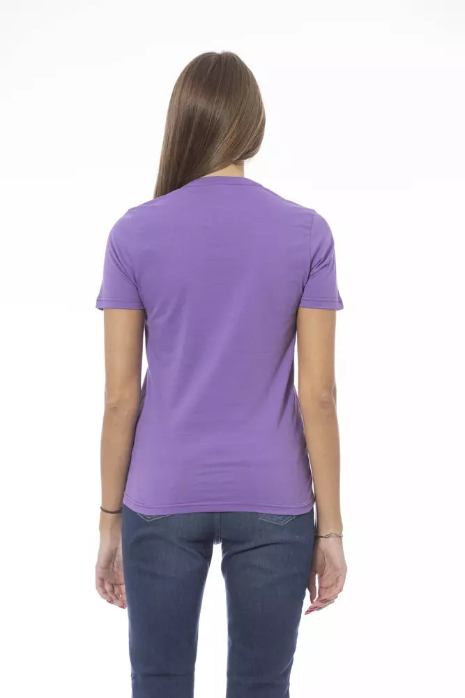 Baldinini Trend T-Shirt Femme en Coton Violet - Style Luxe