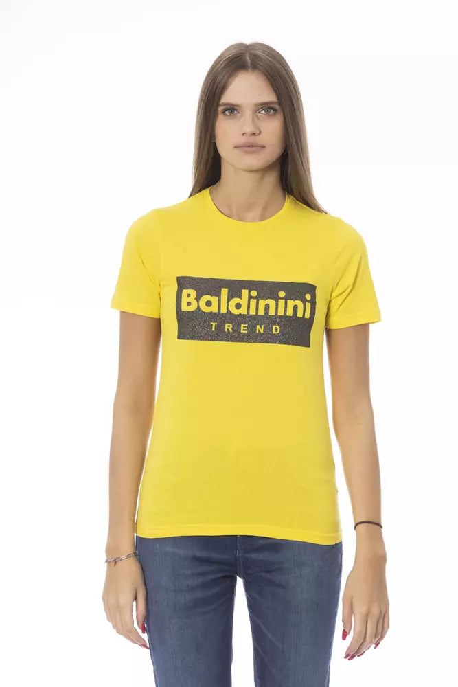 Baldinini Trend T-Shirt Femme Jaune en Coton - Élégant et Confortable