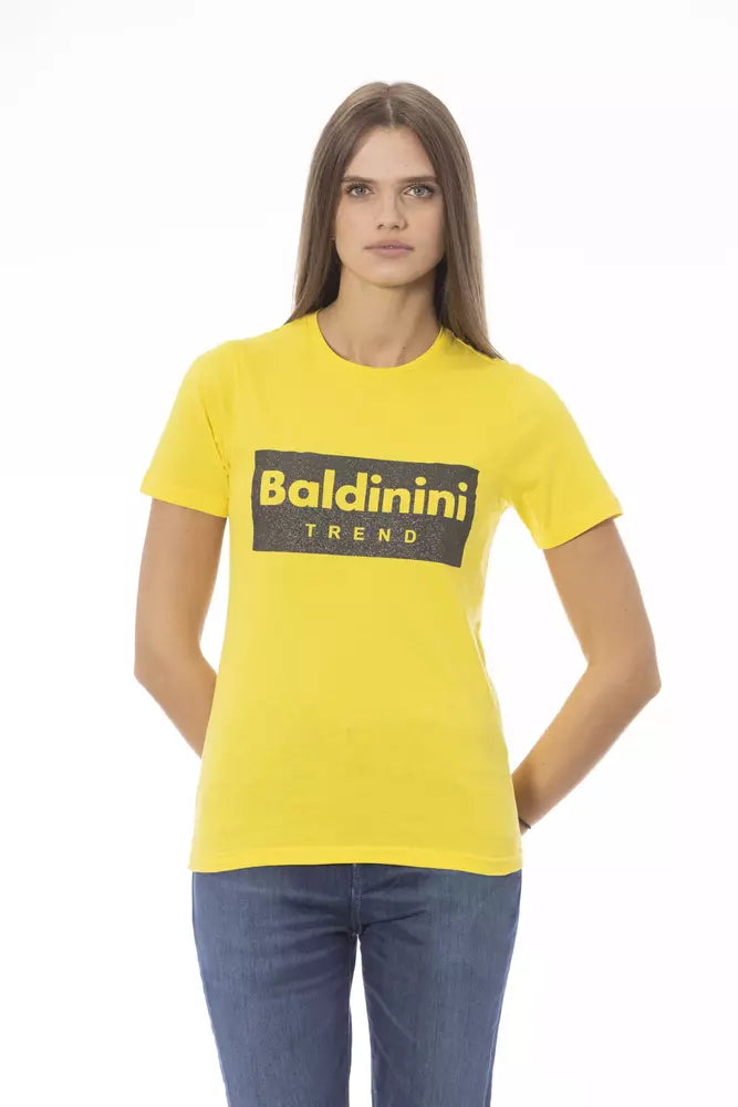 Baldinini Trend T-Shirt Femme Jaune en Coton - Élégant et Confortable