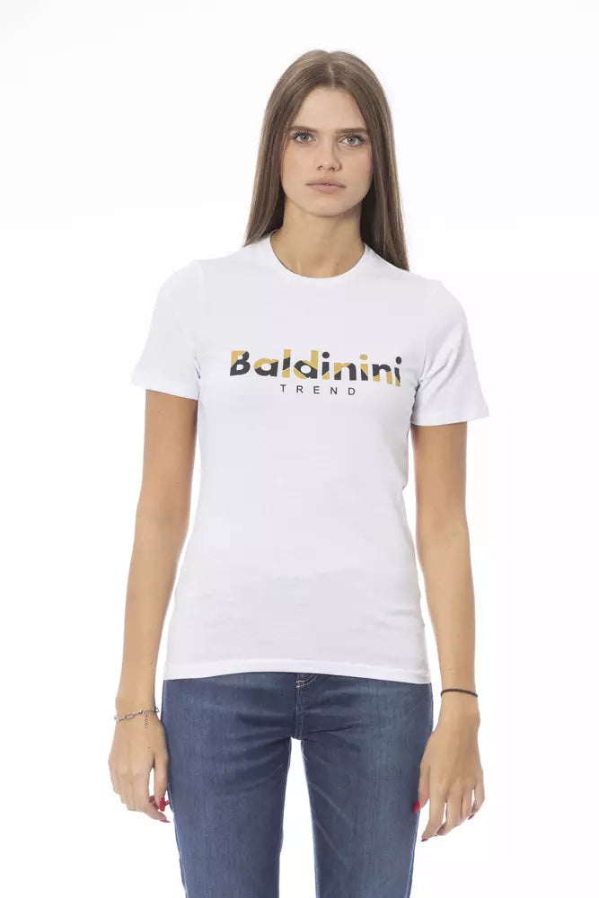 Baldinini Trend T-Shirt Femme en Coton Blanc - Chic et Polyvalent