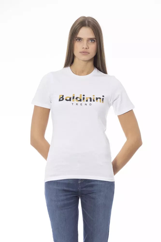 Baldinini Trend T-Shirt Femme en Coton Blanc - Chic et Polyvalent