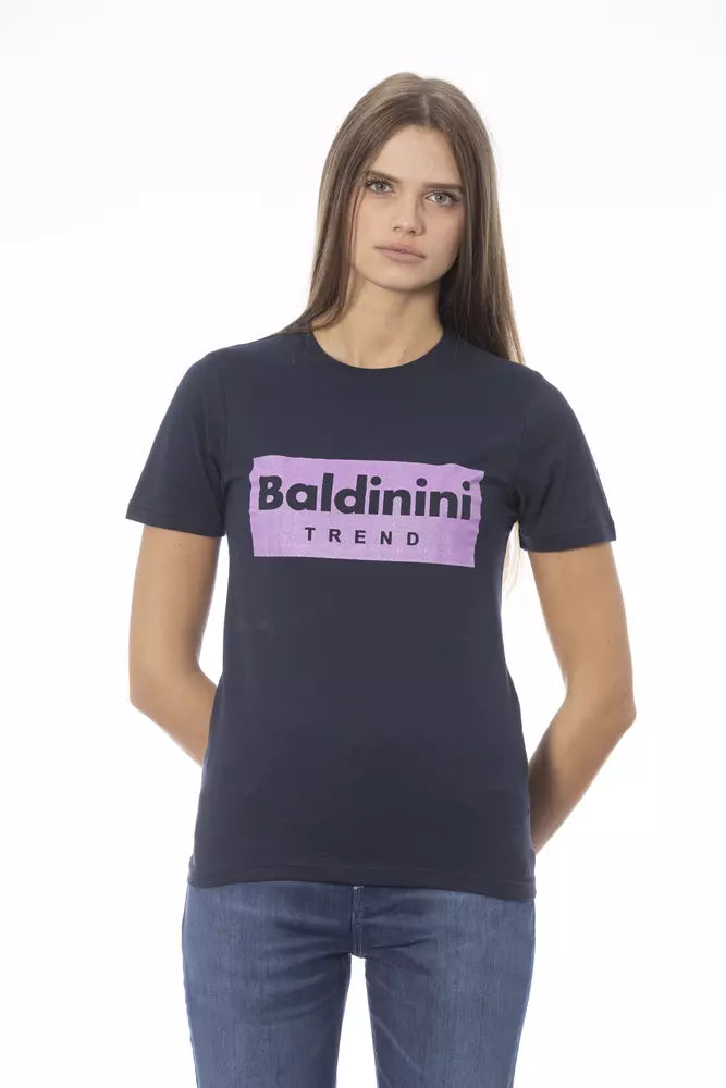 Baldinini Trend T-Shirt Femme Bleu en Coton - Élégant et Polyvalent