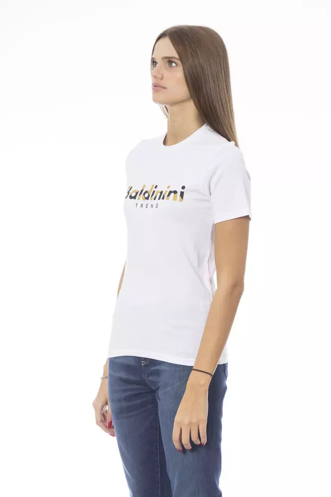 Baldinini Trend T-Shirt Femme en Coton Blanc - Chic et Polyvalent
