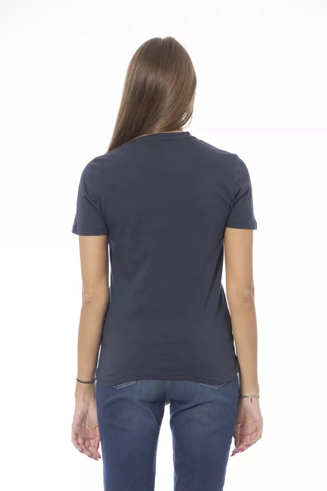 Baldinini Trend T-Shirt Femme en Coton Bleu - Élégance Chic