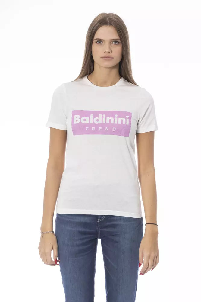 Baldinini Trend White Cotton T-Shirt - Luxury Casual Wear