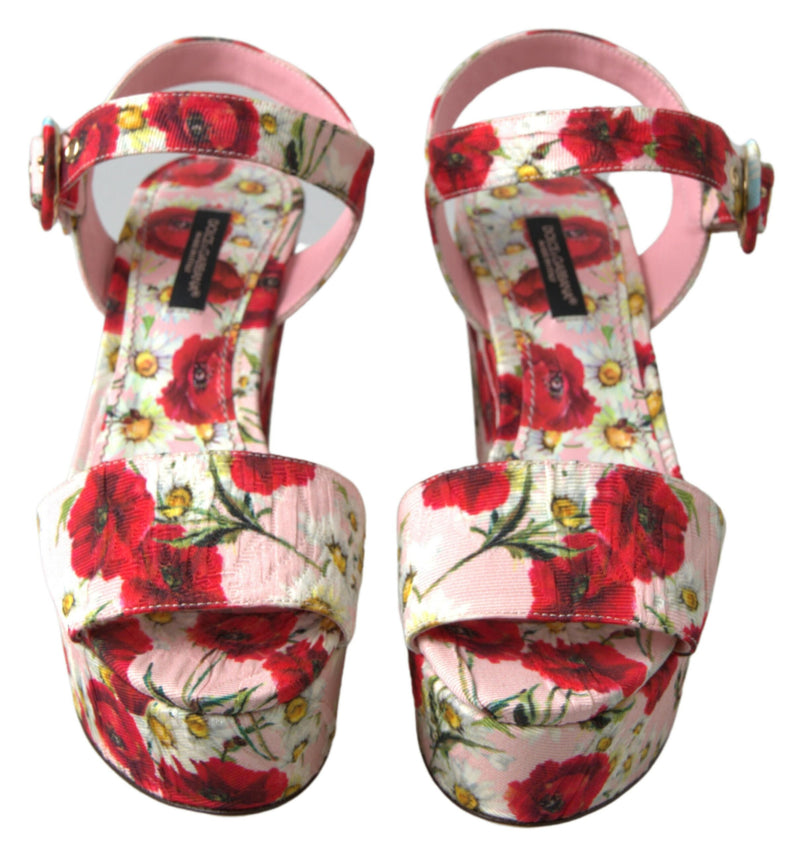 Dolce & Gabbana Sandales à Talons Wedges Multicolores à Imprimé Floral