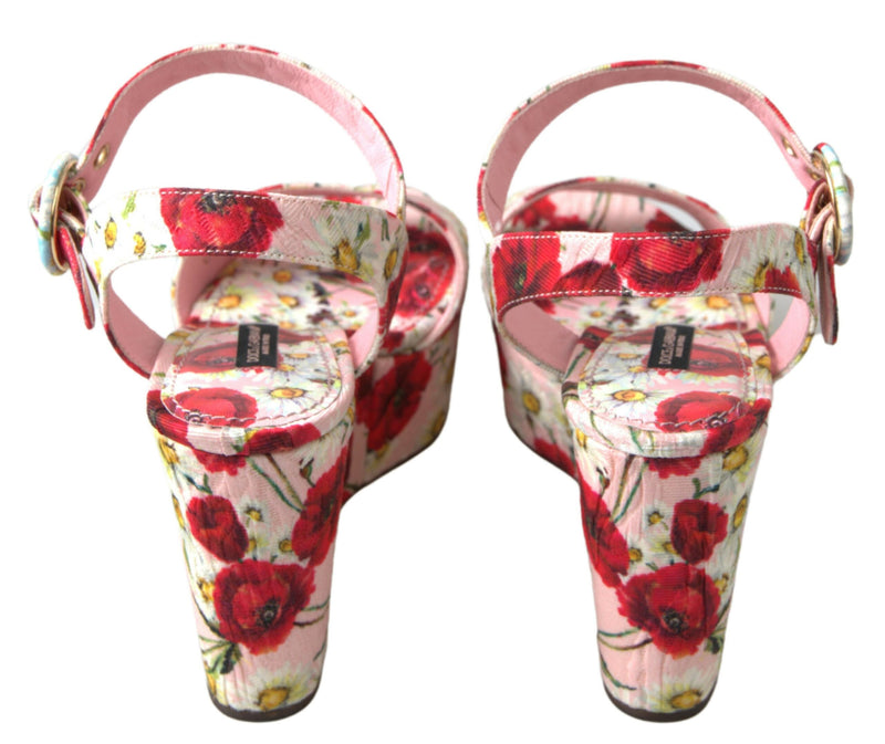 Dolce & Gabbana Sandales à Talons Wedges Multicolores à Imprimé Floral