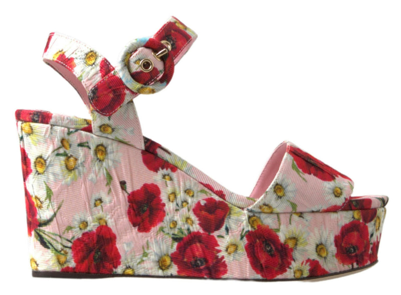 Dolce & Gabbana Sandales à Talons Wedges Multicolores à Imprimé Floral