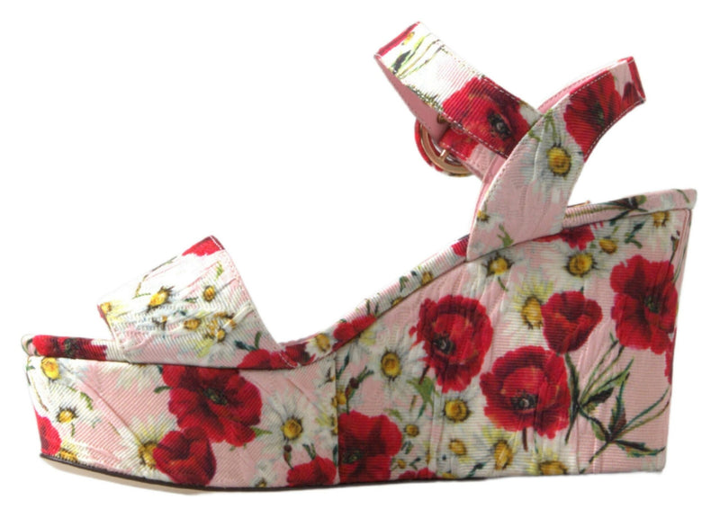 Dolce & Gabbana Sandales à Talons Wedges Multicolores à Imprimé Floral