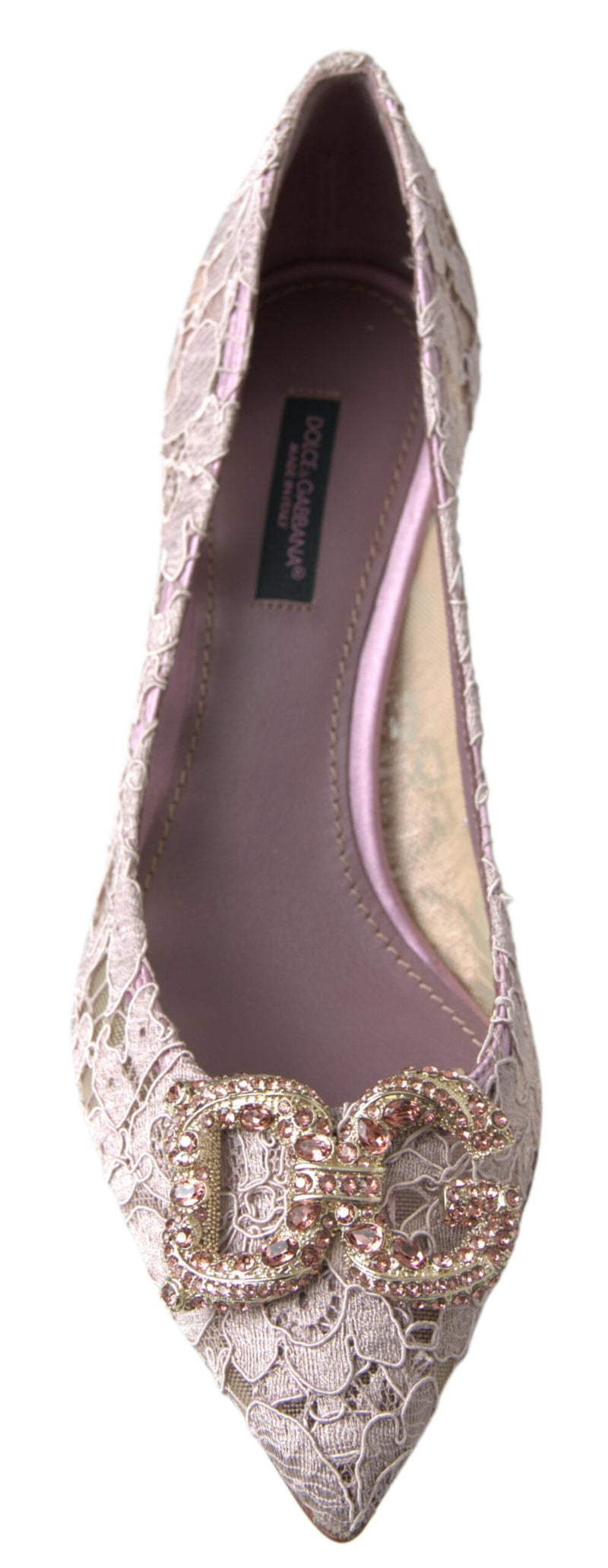 Dolce & Gabbana Pink Floral Lace DG Crystal Pumps
