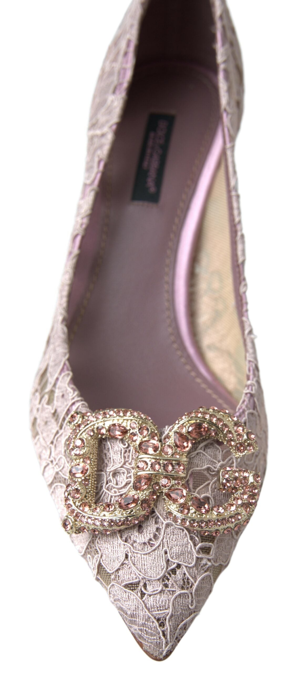 Dolce & Gabbana Pink Floral Lace DG Crystal Pumps