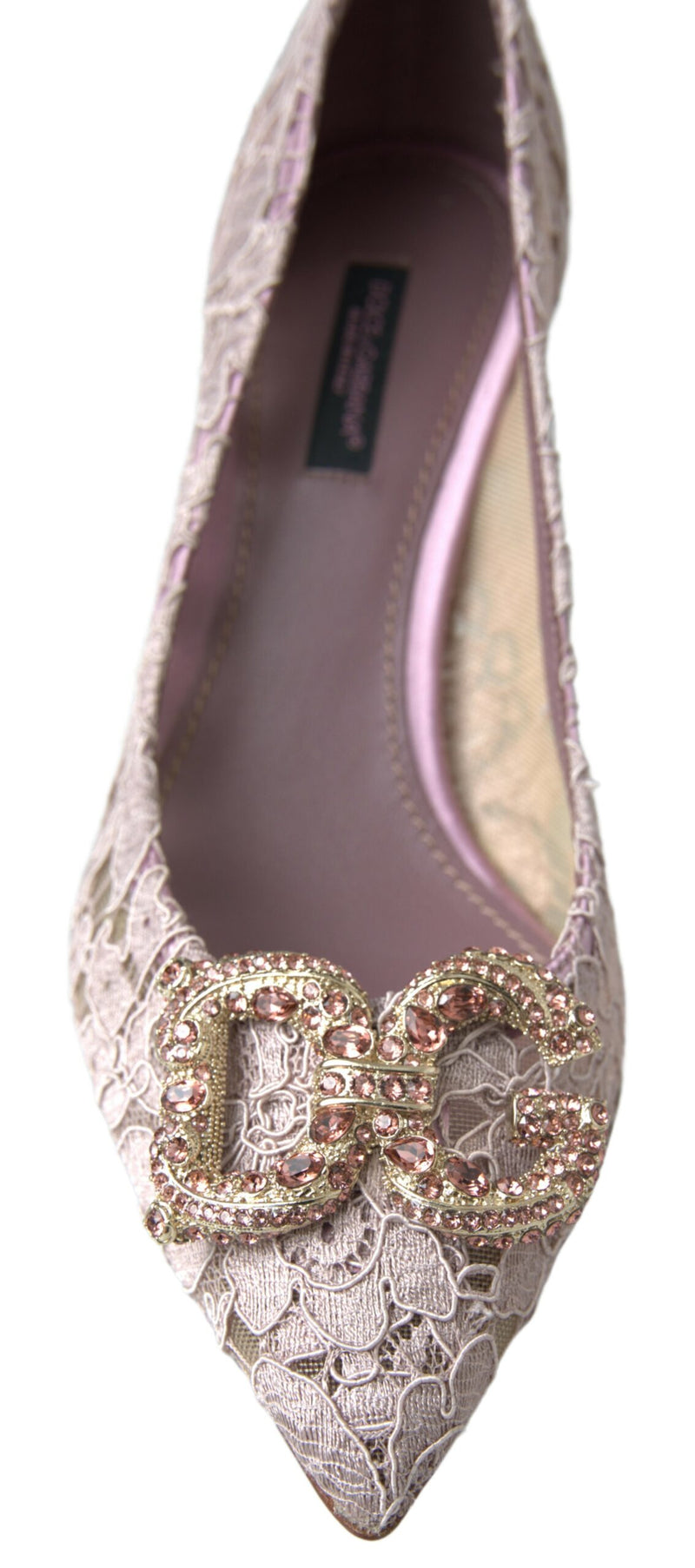 Dolce & Gabbana Pink Floral Lace DG Crystal Pumps