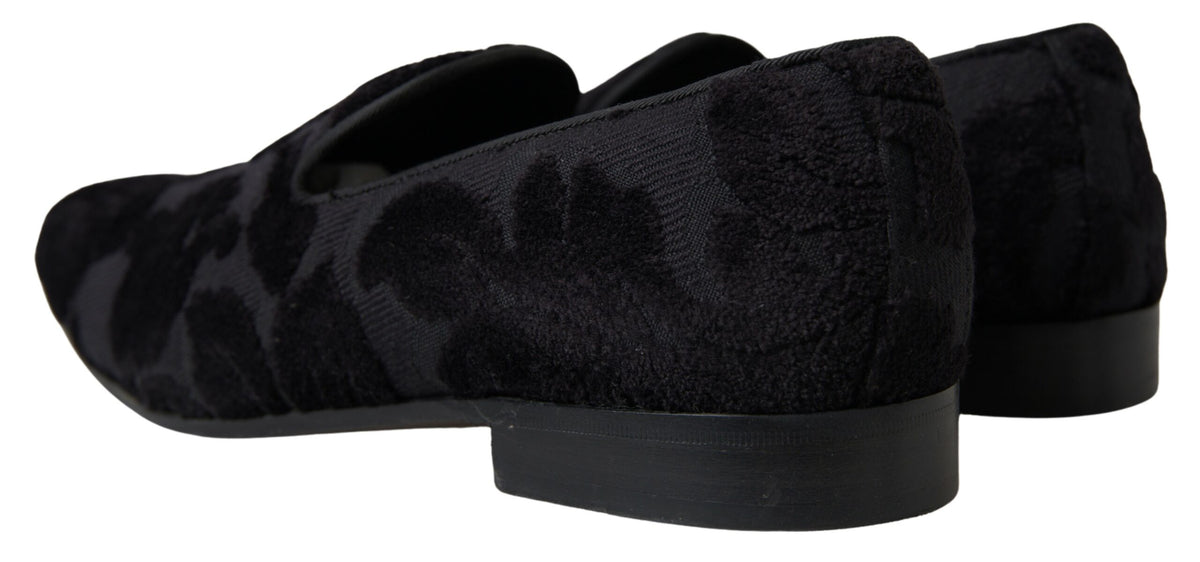 Dolce & Gabbana Black Brocade Loafers for Men