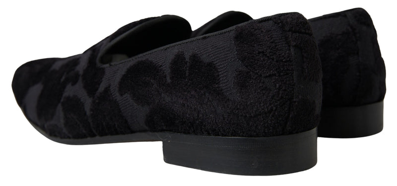 Dolce & Gabbana Black Brocade Loafers for Men
