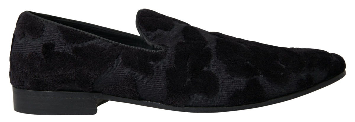 Dolce & Gabbana Black Brocade Loafers for Men