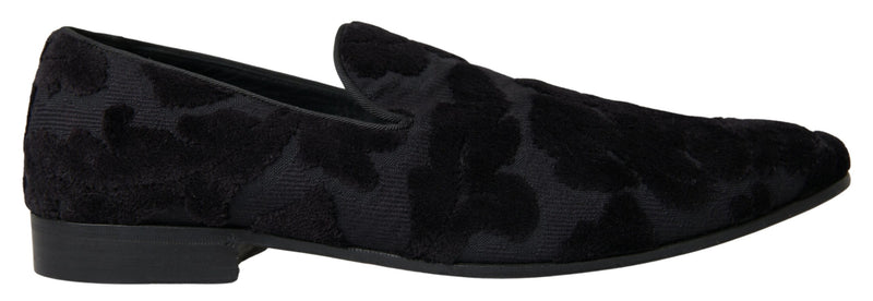 Dolce & Gabbana Black Brocade Loafers for Men