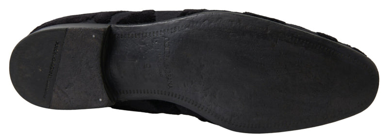 Dolce & Gabbana Black Brocade Loafers for Men