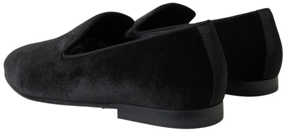 Dolce & Gabbana Zwarte Vilt Slippers Formele Schoenen