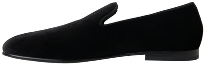 Dolce & Gabbana Zwarte Vilt Slippers Formele Schoenen