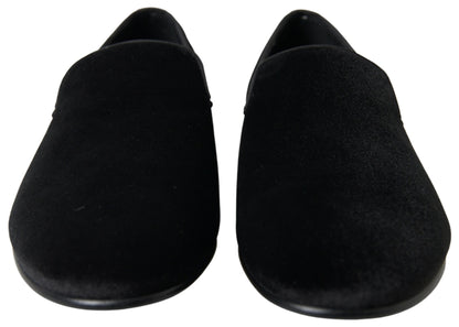 Dolce & Gabbana Zwarte Vilt Slippers Formele Schoenen