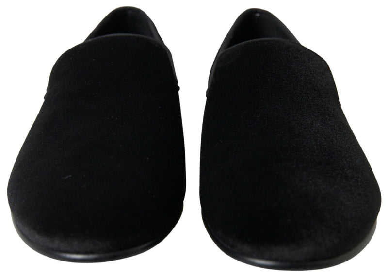 Dolce & Gabbana Black Velvet Loafers - Élégance et confort pour hommes