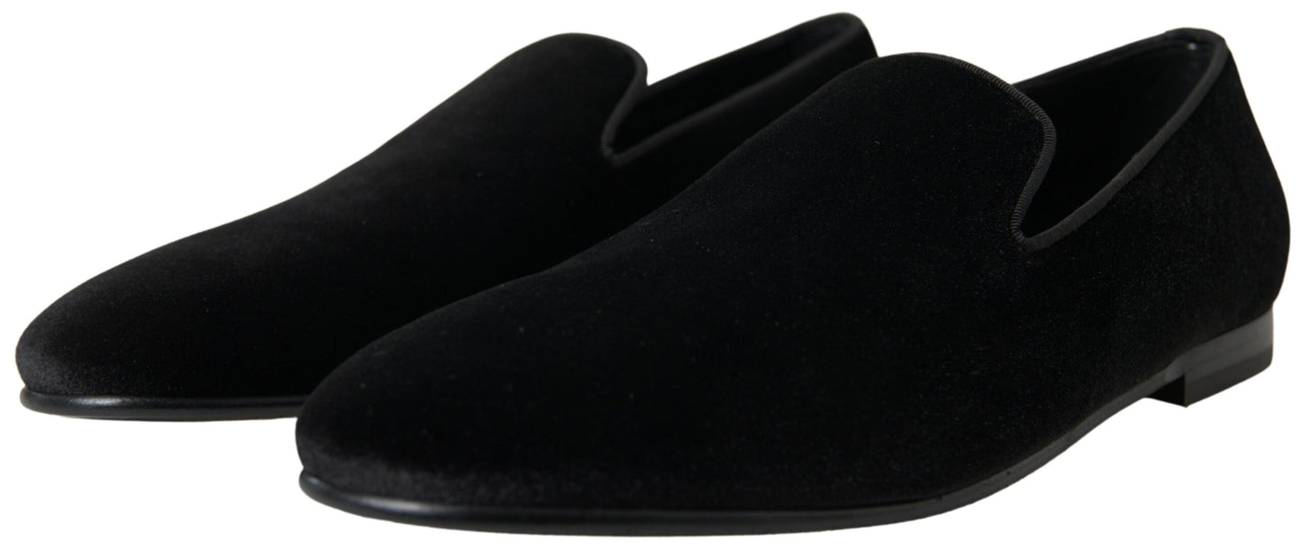 Dolce & Gabbana Zwarte Vilt Slippers Formele Schoenen