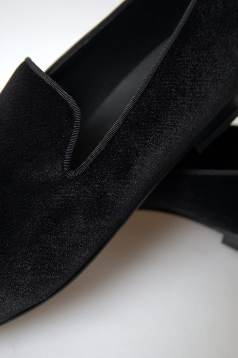Dolce & Gabbana Black Velvet Loafers - Élégance et confort pour hommes