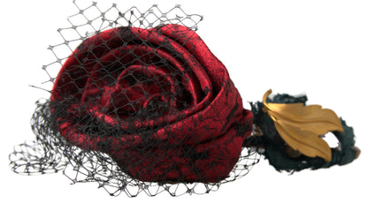 Dolce & Gabbana Rode met veelkleurige rozen zijden kristal net logo diadeem hoofdband