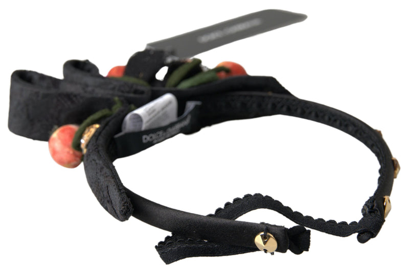 Dolce & Gabbana Black Multicolor Fig Fruit Crystal Tiara Headband