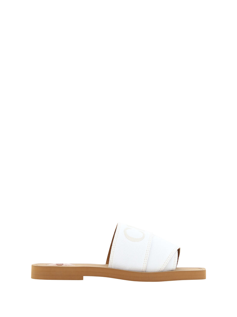 Chloé CHC23A188FB_104 Sandales ÉléGantes en Coton Blanc