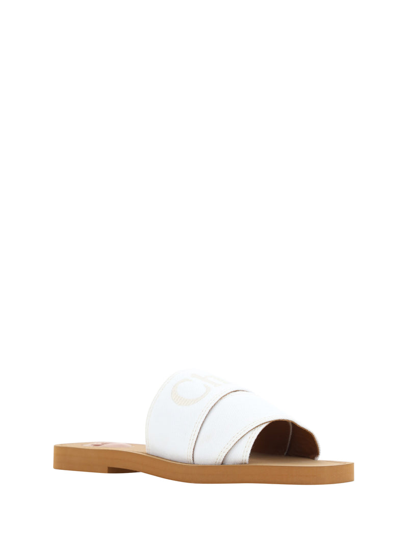Chloé CHC23A188FB_104 Sandales ÉléGantes en Coton Blanc