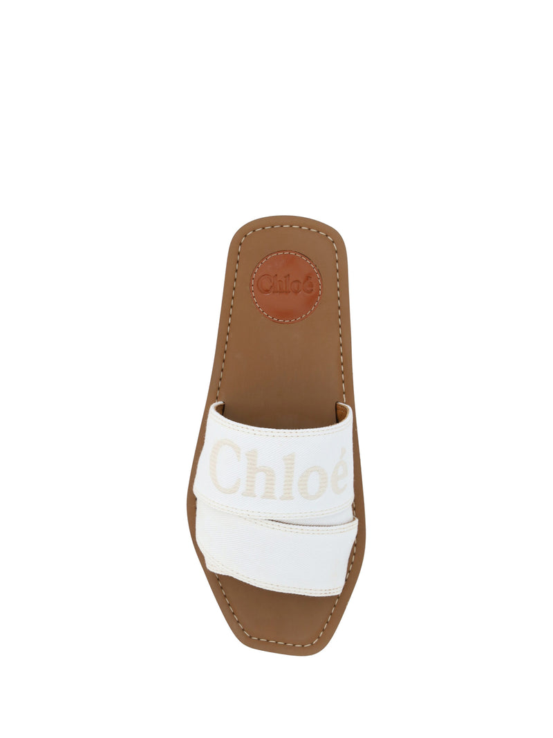 Chloé CHC23A188FB_104 Sandales ÉléGantes en Coton Blanc